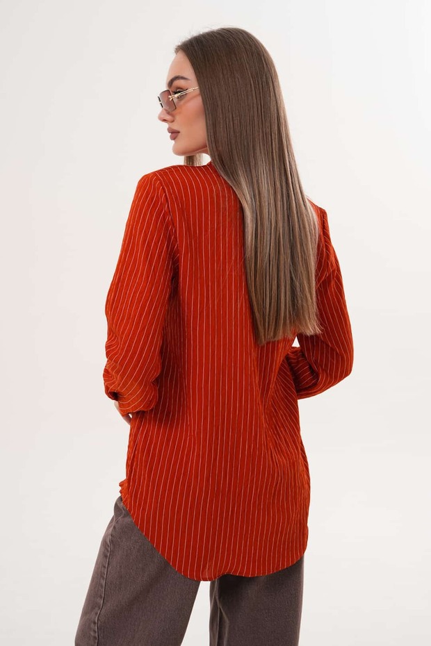 Çizgili Basic Gömlek - 4