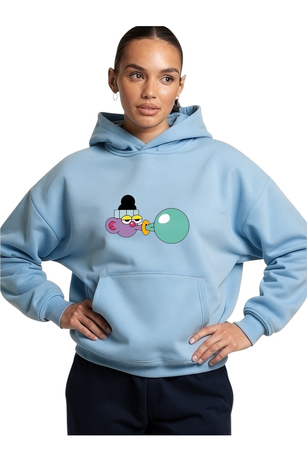 Unisex Purple Children's Colorful Custom Printed Cotton Oversize Hooded Sweatshirt