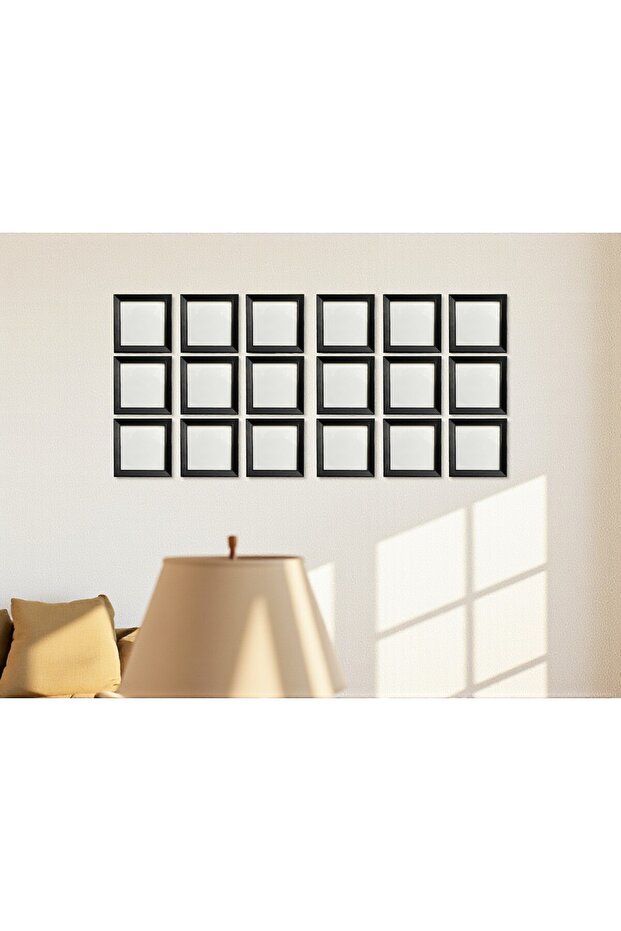 18 Pieces Black Frame Set – 20X20 cm (Outer Measurement) Square Wall Decor and Standing Photo Frame