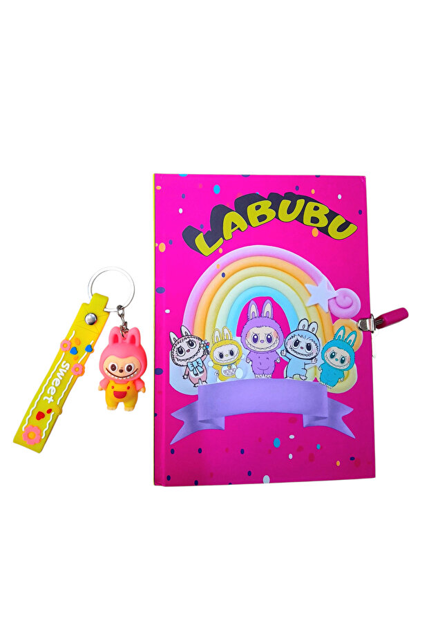 Labubu Character Locked Commemorative Daily Memory Notebook - Silicone Labubu Keychain - 1
