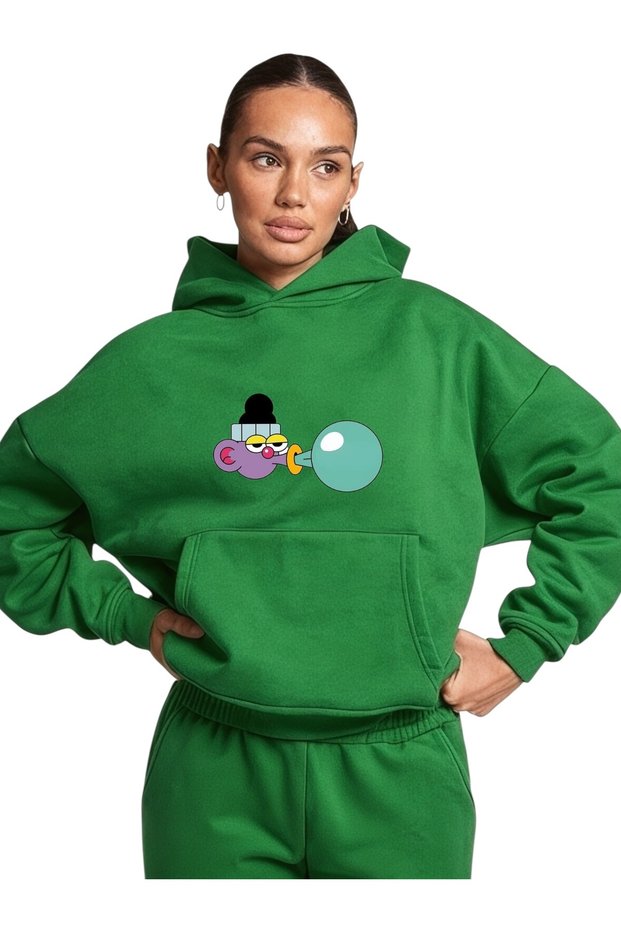 Unisex Purple Children's Colorful Custom Printed Cotton Oversize Hooded Sweatshirt
