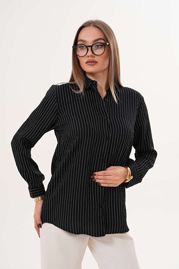 Çizgili Basic Gömlek - 3
