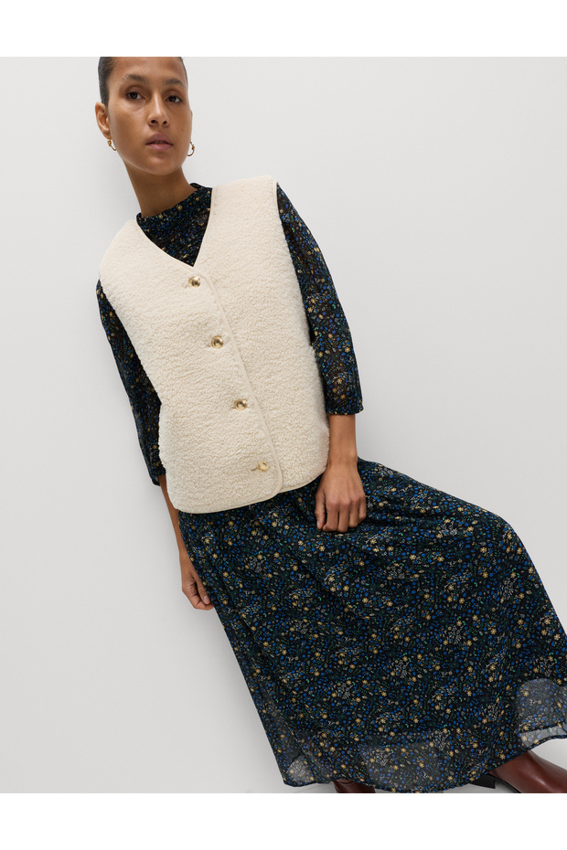 Borg Düğmeli Yelek - 5