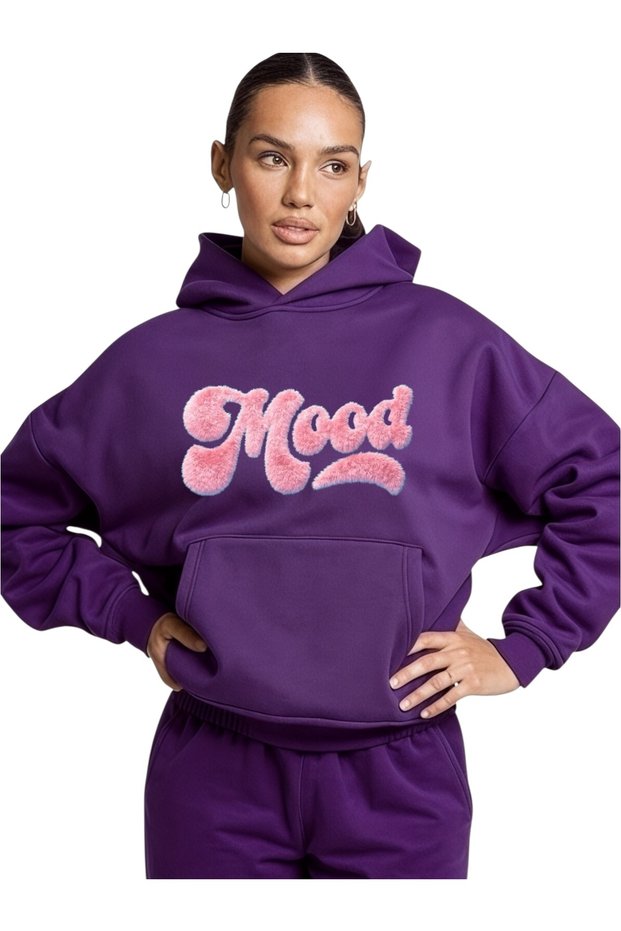 Unisex Mood Colorful Custom Printed Cotton Oversize Hooded Sweatshirt