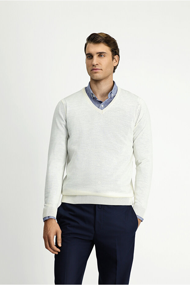 V Yaka Regular Fit Triko Kazak - 3