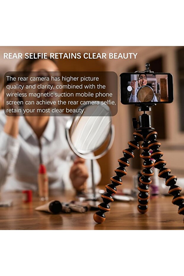 Magnetic Wireless Phone Selfie Monitor 4" Bluetooth Vlog Screen Real-Time Rear Cam Sync - 2