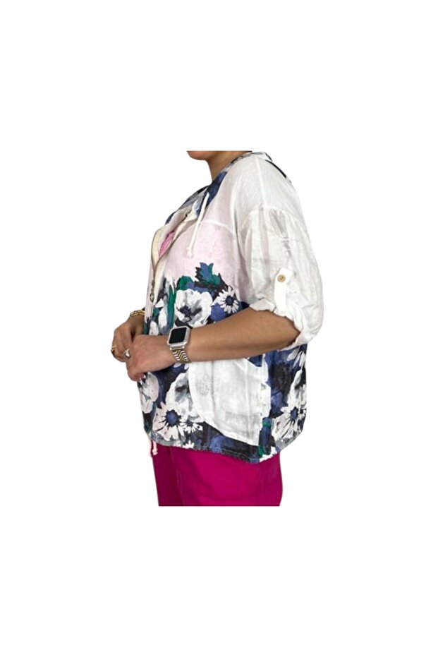 سترة مزخرفة بالزهور مع سحاب وجيوب - 3