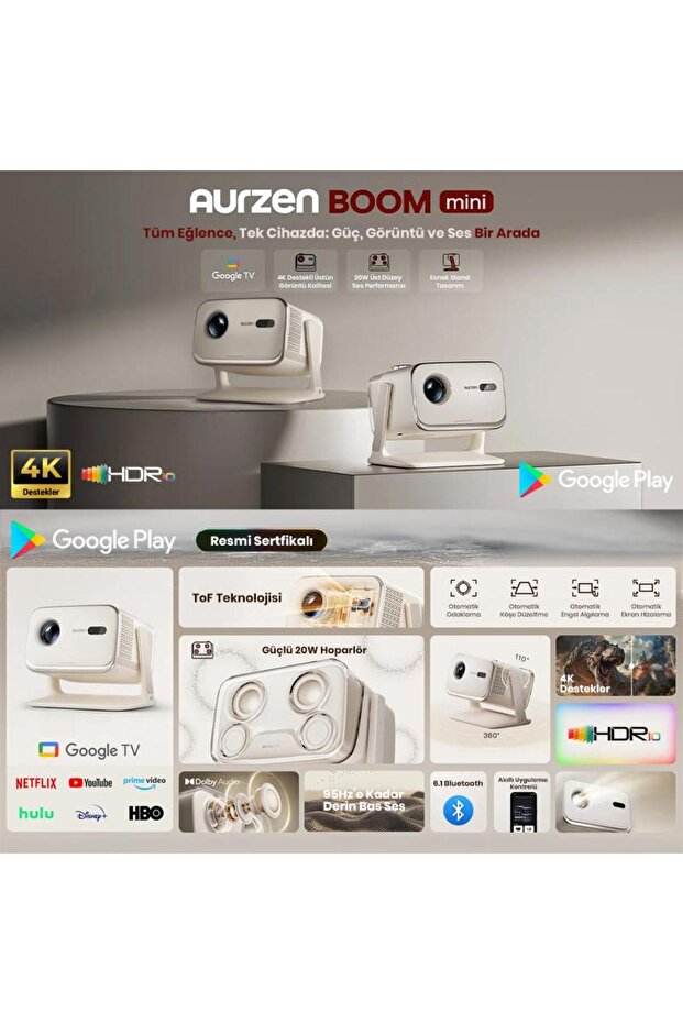 Vankyo Boom Mini Android Google TV 4K Destekli Projeksiyon Cihazı +HDR10+ToF Auto Focus+ToF A - 2