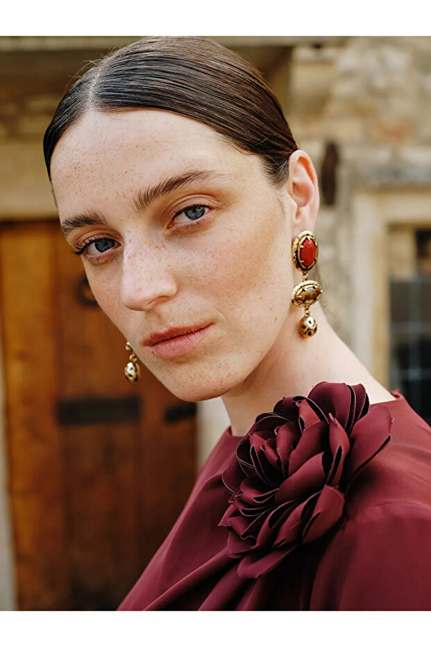 RAŞİT BAĞZIBAĞLI X Bordo Geniş Paça Kadın Pantolon - 1