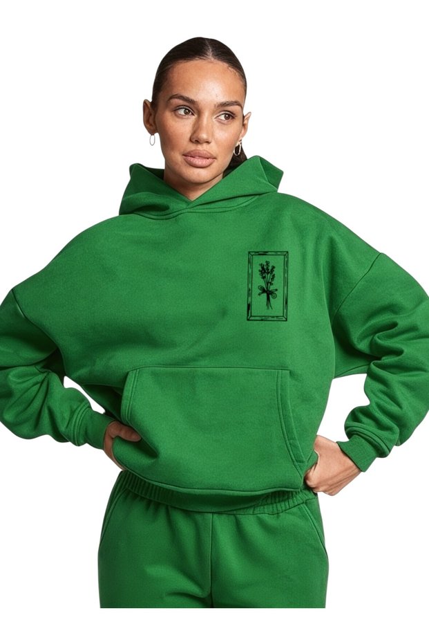 Unisex Yanda Floral Colorful Custom Printed Cotton Oversize Hooded Sweatshirt