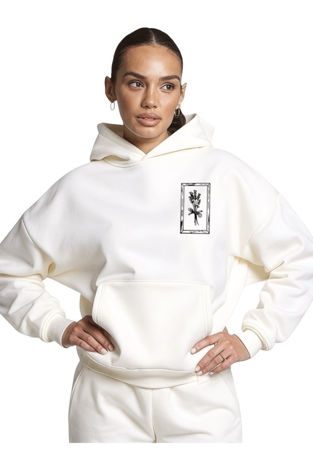 Unisex Yanda Floral Colorful Custom Printed Cotton Oversize Hooded Sweatshirt