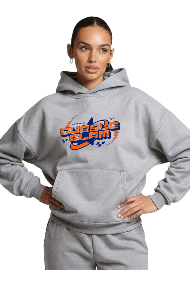 Unisex Bubble Glam Colorful Custom Printed Cotton Oversize Hooded Sweatshirt