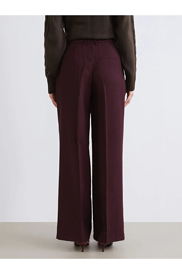 LCW Modest Mürdüm Standart Fit Kadın Pileli Pantolon - 3