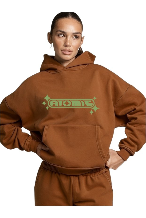 Unisex Atomic Colorful Custom Printed Cotton Oversize Hooded Sweatshirt
