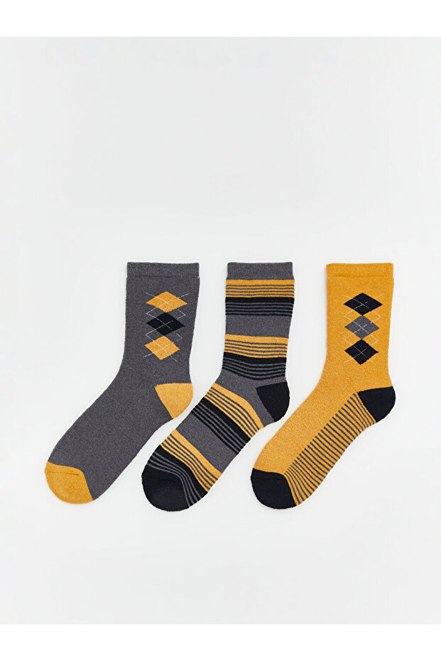 Rmz Gi̇yi̇m Farkiyla Embroidered Boys' Towel Socks 3-Piece Set