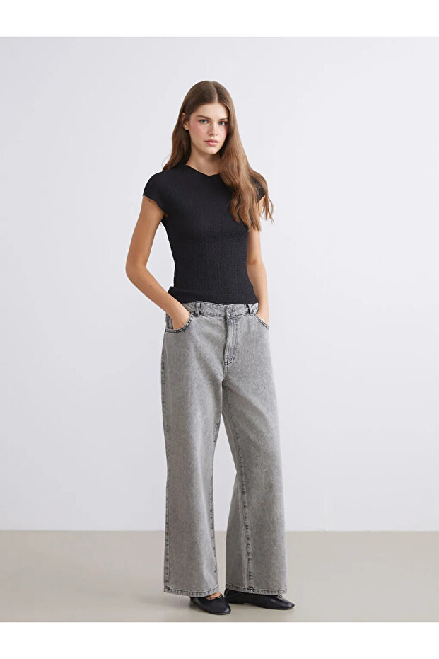 Lcw Jeans Gray Wideleg Women's Jean Pants