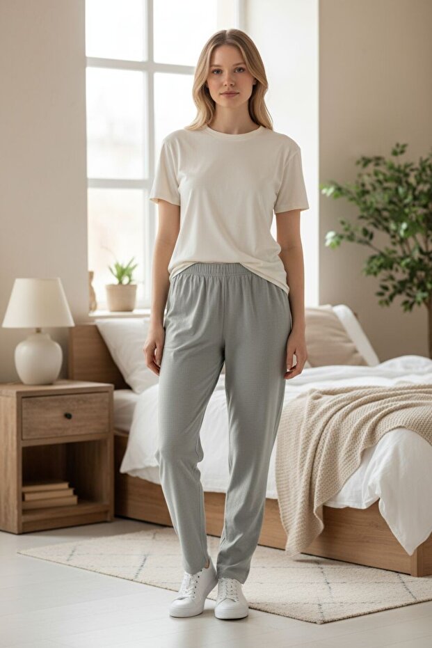 Women's Plus Size Cotton Ribbed Single Bottom Pajamas