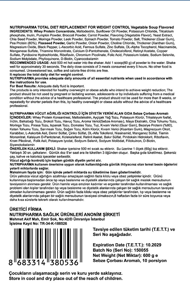 Whey Proteinli Diyet Sebze Çorbası – Yüksek Proteinli Form Çorba Öğün Tozu, 600g - 8