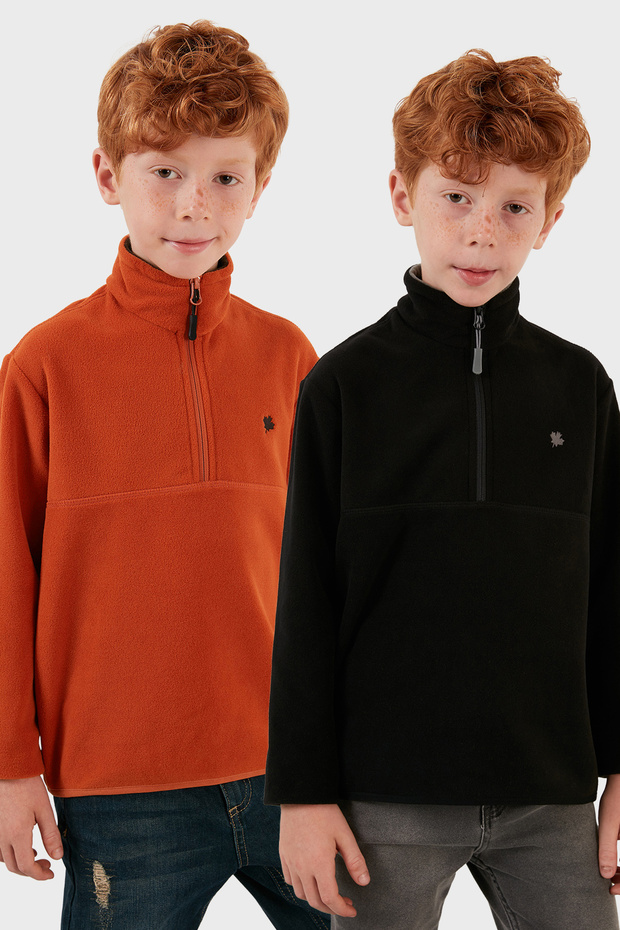 Soft Textured Zippered Stand Collar Ribbed 2-Pack Fleece Children's Polar 5905002S2