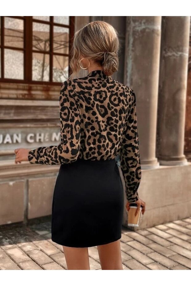 Kadın Uzun Kollu Kruvaze Yakalı üst Dalgıç Alt Ithal Krep Mini Elbise - 6