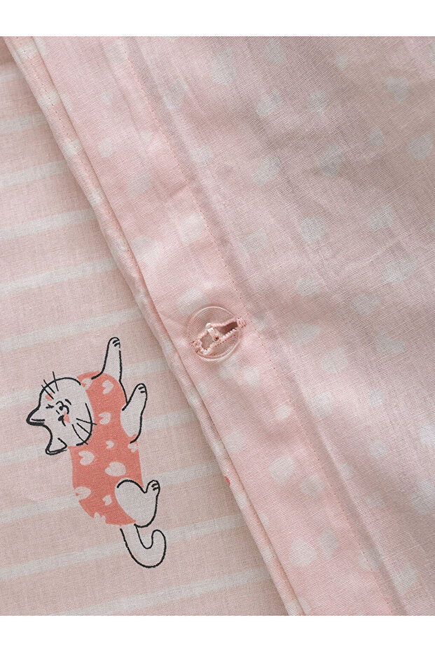 Kedi Desenli %100 Pamuk Tek Kişilik Nevresim Seti - 6