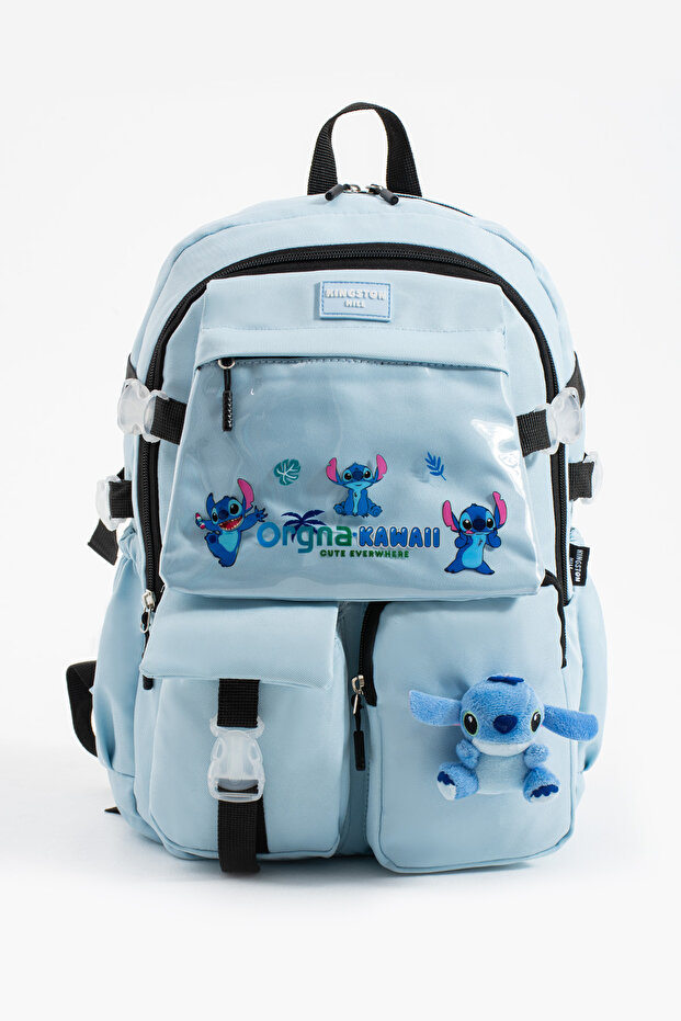 Kingston Hill Stitch Kawaii Kore Tarzı Aksesuarlı Çok Bölmeli Çocuk Okul Çantası