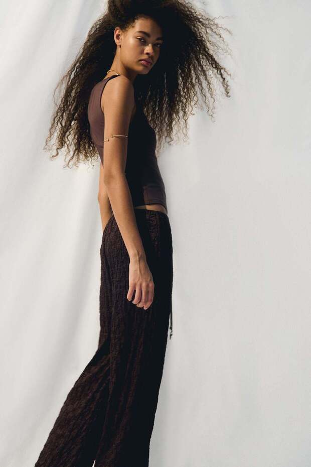 Lace-look drawstring trousers - 4