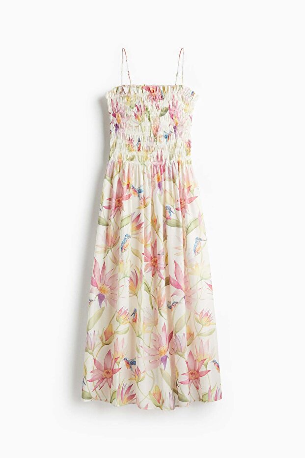 Smocked-bodice strappy dress