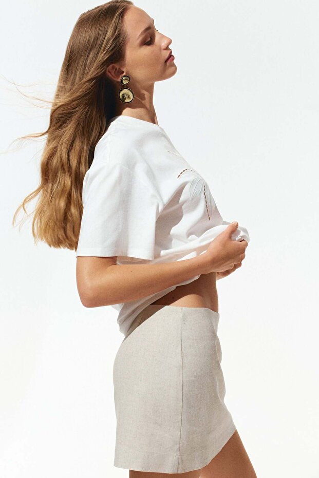 تنورة قصيرة من مزيج الكتان - 2