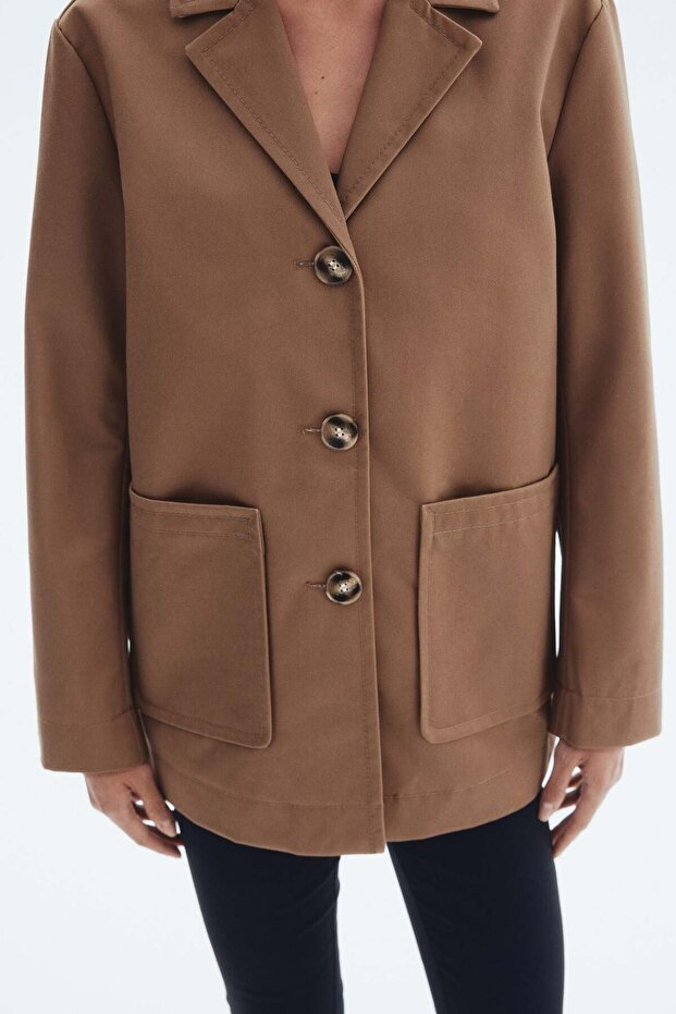 سترة كبيرة الحجم من قماش التويل - 4