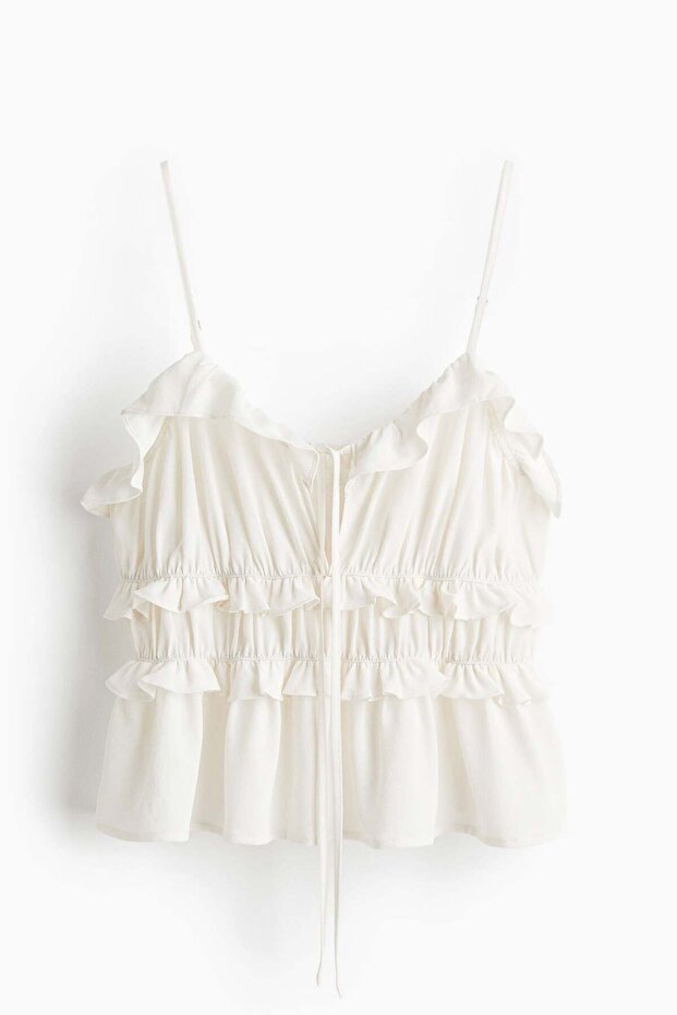 Frill-trimmed strappy top