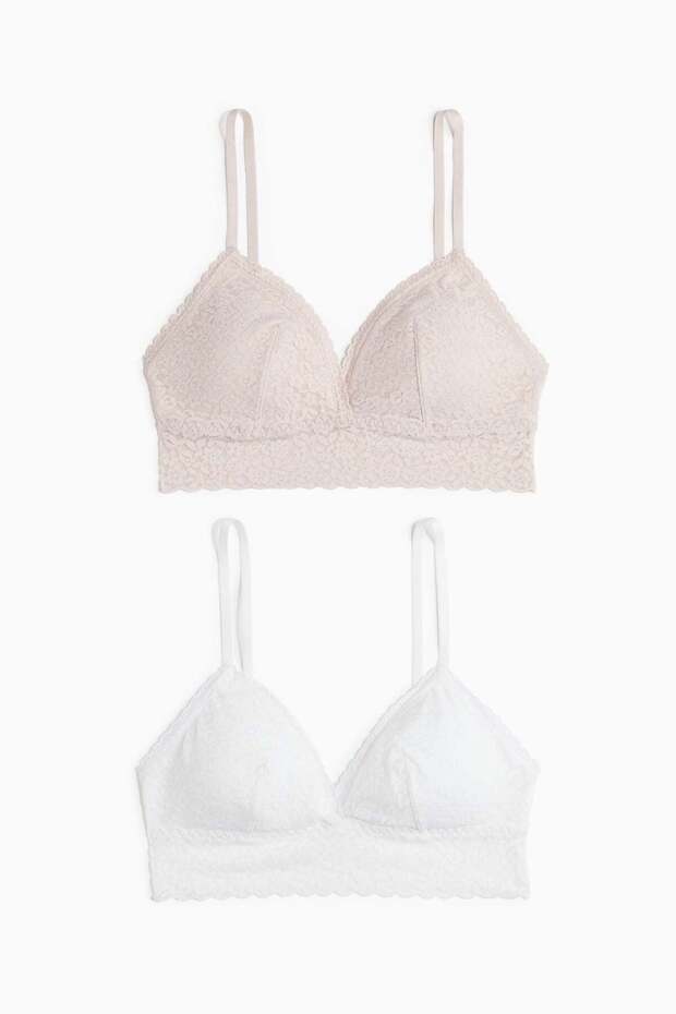 طقم حمالات صدر مبطنة من الدانتيل مكون من قطعتين - 4