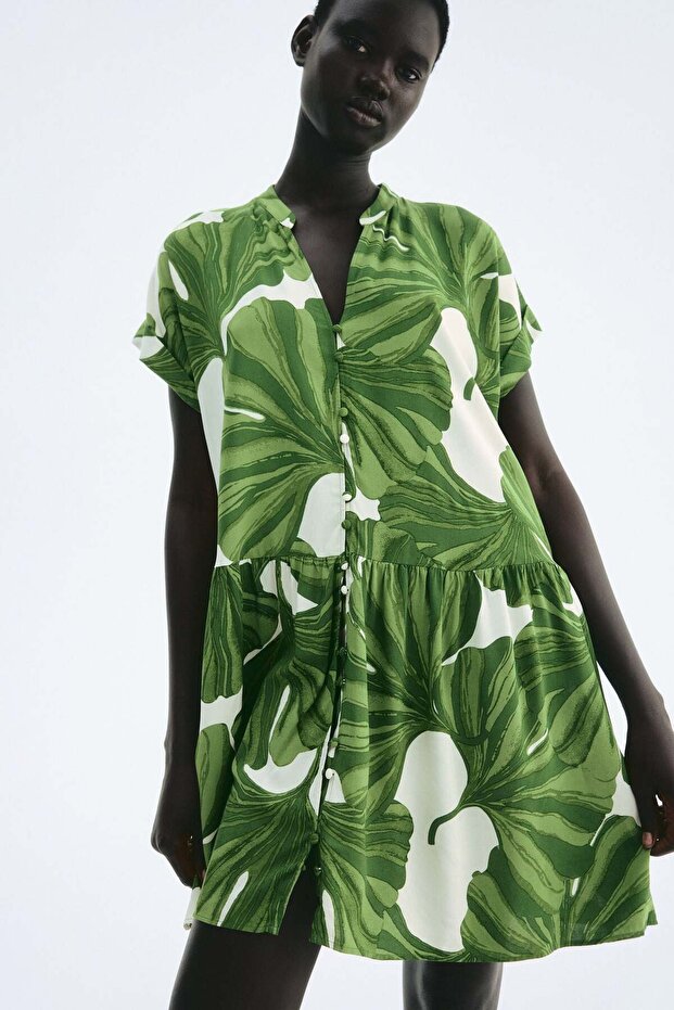 Crinkled tunic dress