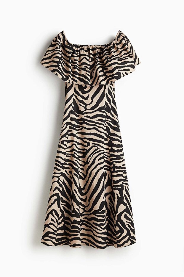 Flounced off-the-shoulder dress