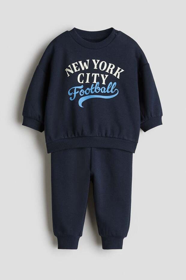 2-piece printed brushed-inside sweatshirt set