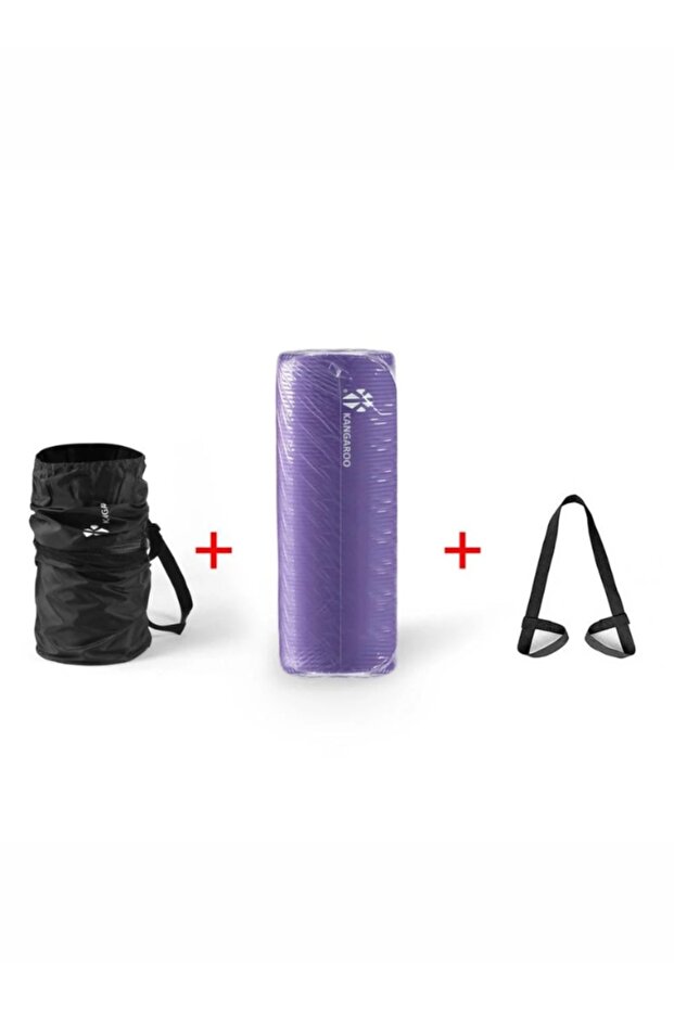 Kangaroo 15mm Exercise Mat with Kangaroo 5 Level Rubber Resistance Band Loop Set - 2