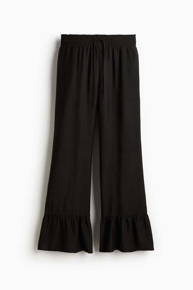 Frill-trimmed drawstring trousers