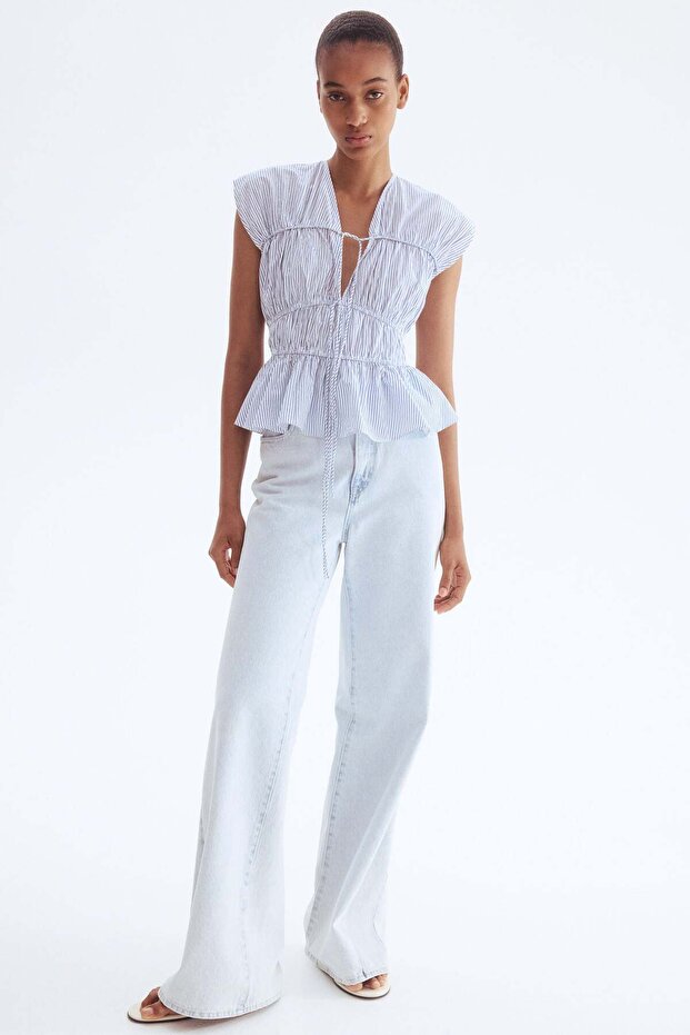 Drawstring poplin blouse - 5