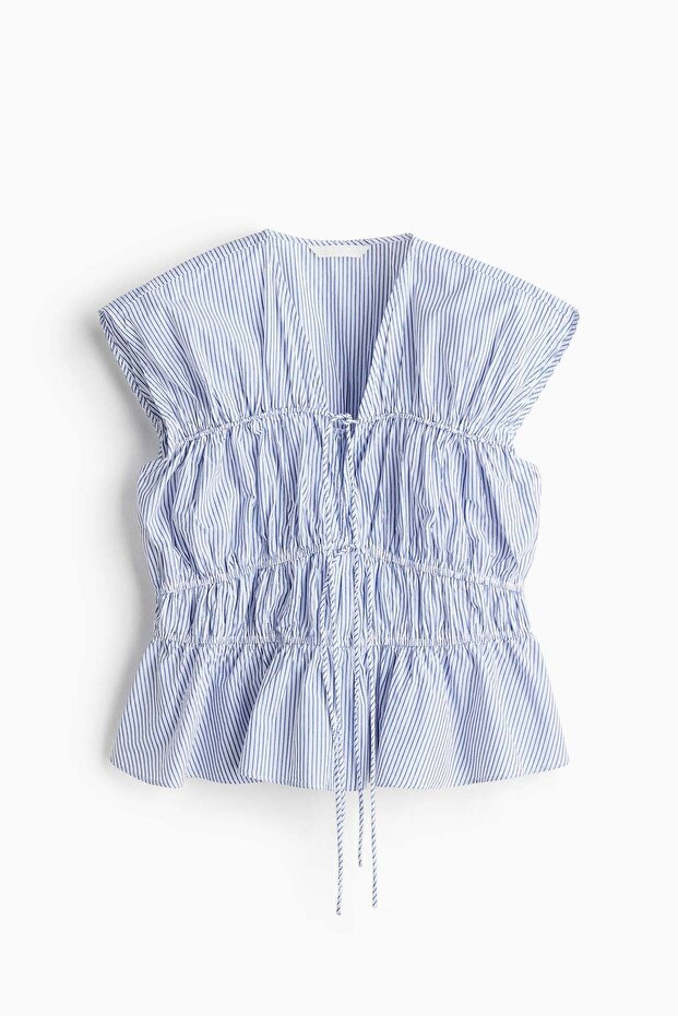 Drawstring poplin blouse - 3