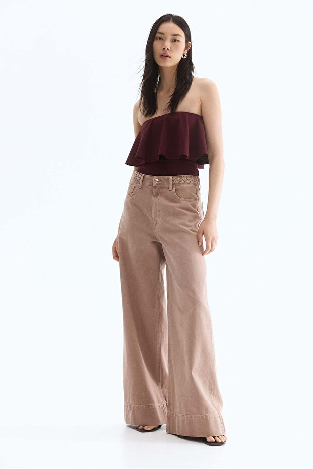 بنطلون جينز واسع وعالي الخصر - 7