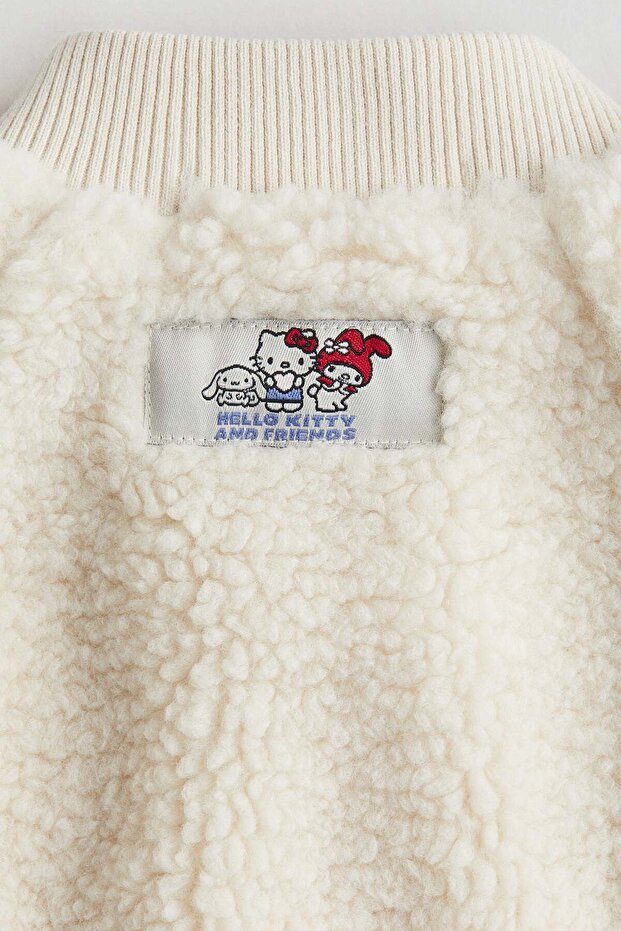Appliquéd teddy bomber jacket