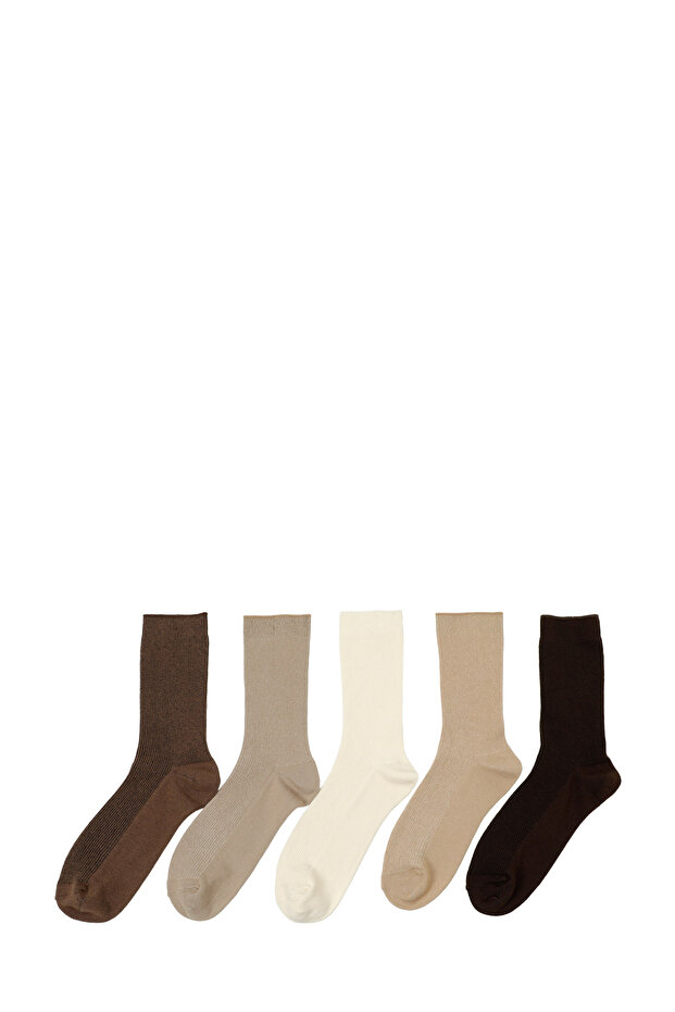 BASIC 5 LI SKT-W 5PR KAHVE MULTI Kadın Soket Çorap - 1