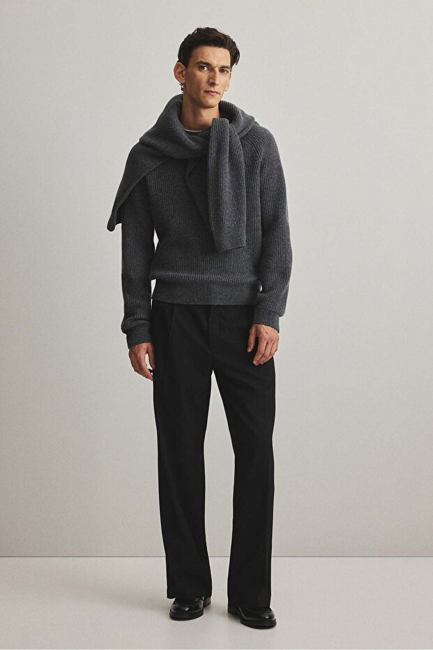 Regular Fit Rib-knit wool jumper