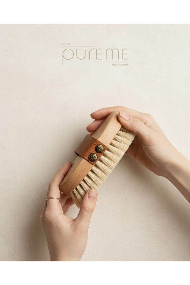 Pureme Global PureMe Serenity Selülit Fırçası – Doğal At Kılı, Cilt Sıkılaştırıcı & Masaj Fırçası