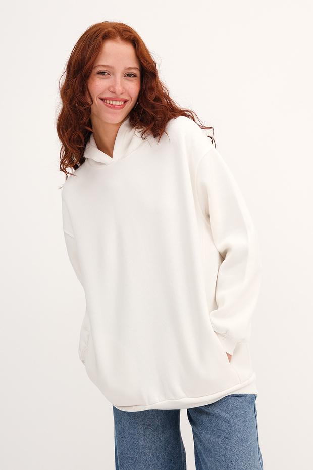 Kapüşonlu Şardonlu Sweatshirt S4447 - 1