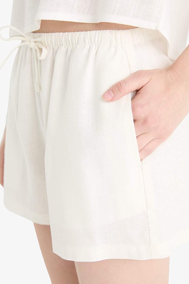 Coool Regular Fit Normal Bel Kısa Paça Keten Karışımlı Şort D8008AX25HS - 5