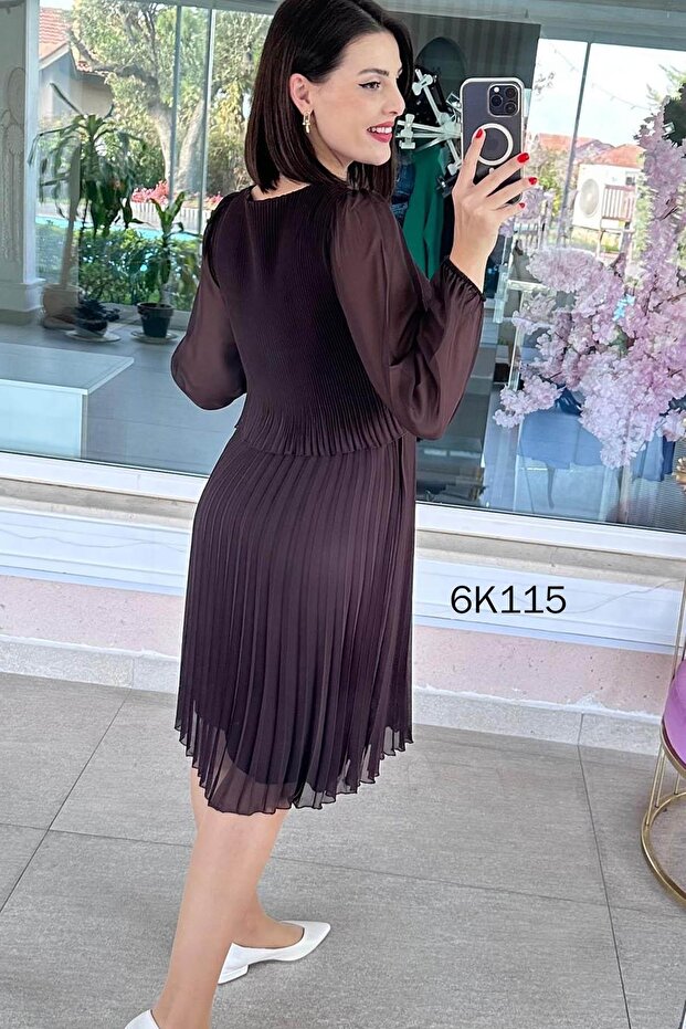 Multi Şifon Piliseli Elbise 6k115 - 2