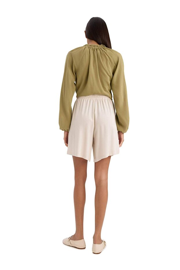 Yüksek Bel Kısa Paça Viskon Şort N5389AZ25HS - 6