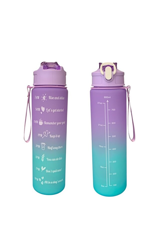 Purple, Set of 3 - Flask Set with Stickers and Straws - 2000ml, 900ml, 300ml - 3