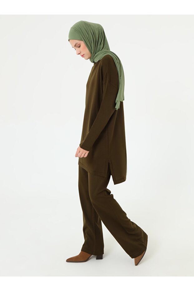 Triko Basic Tunik & Pantolon Takım - Haki - - 4